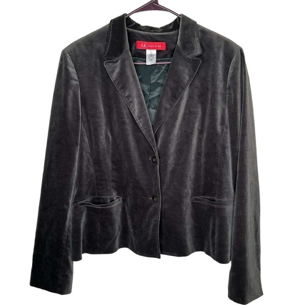 AK Anne Klein Women’s Velvet Blazer Gray Size 16 Business Career